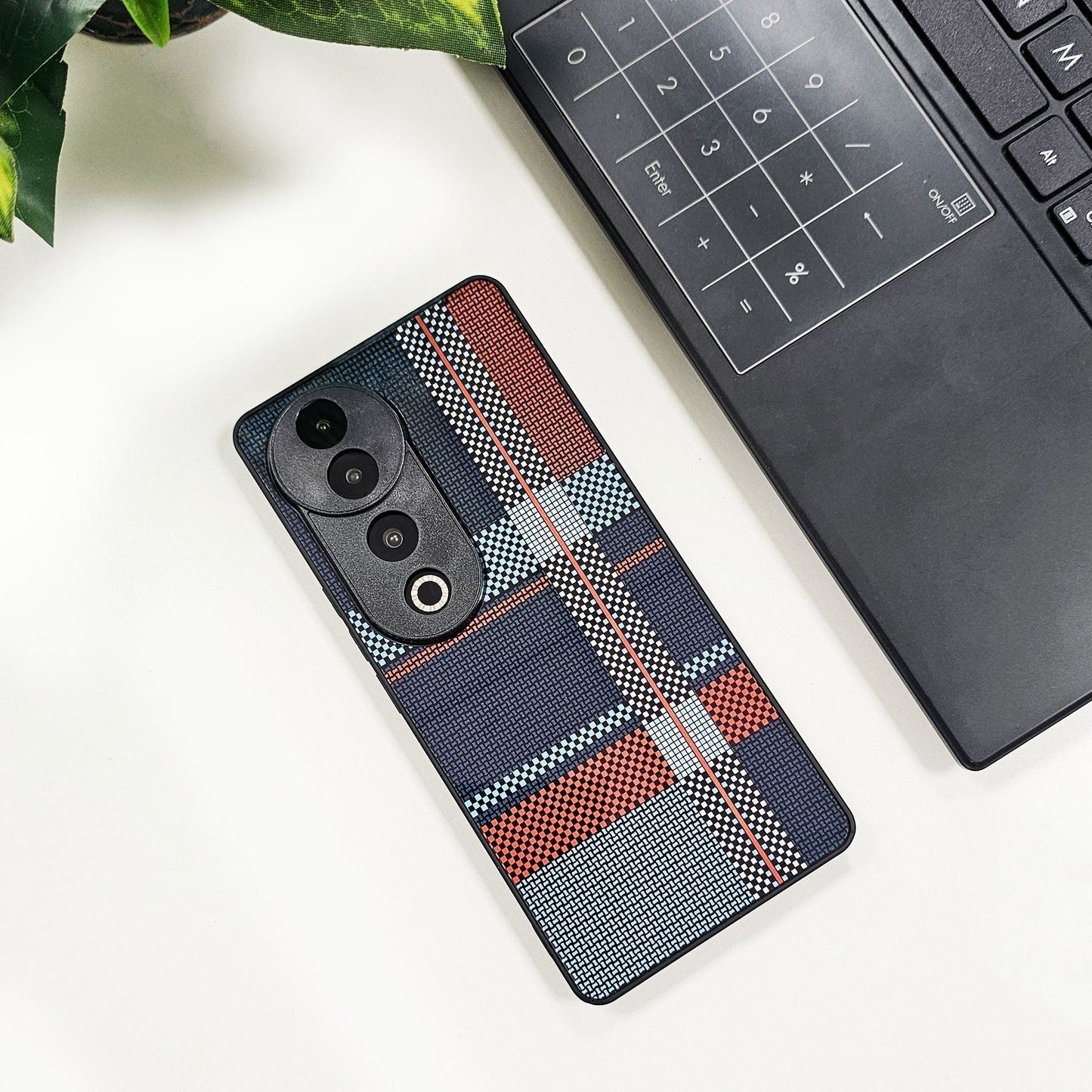 Vivo V40 Pro 5G Luxury Grid Pattern Glass Back Shockproof Case