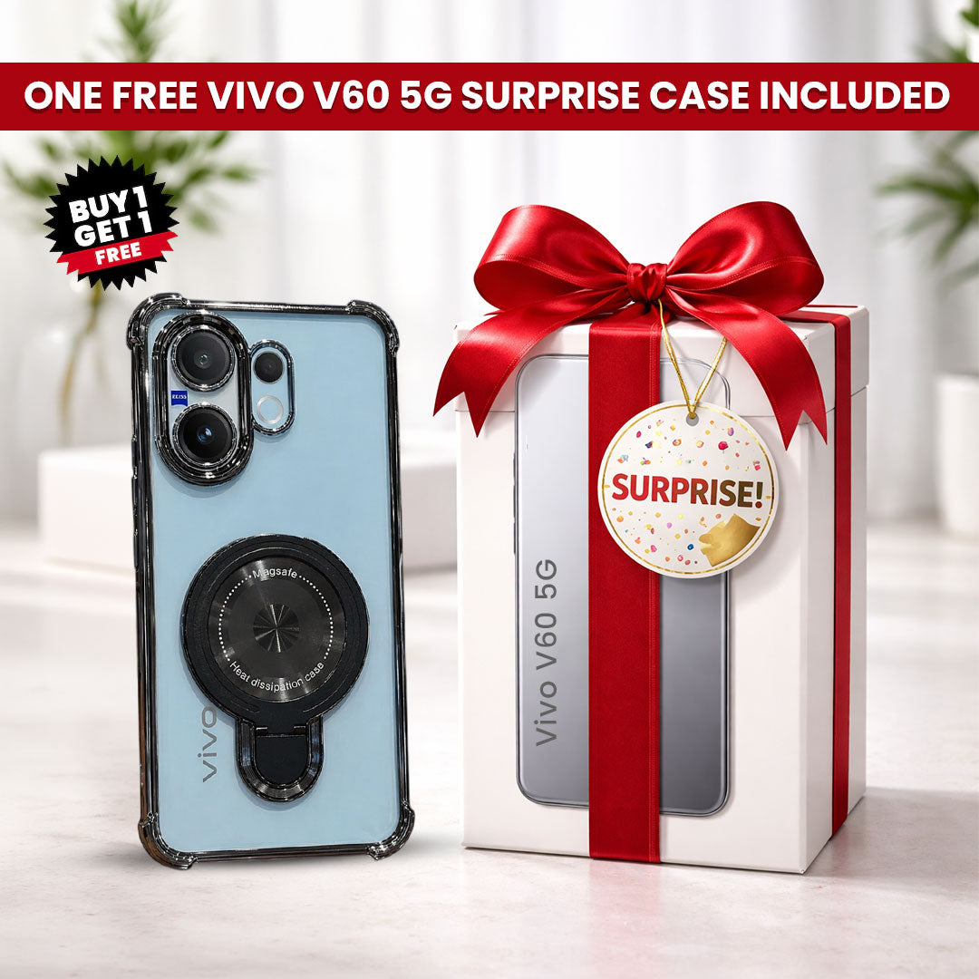 Vivo V60 5G Luxury Four Corner Invincible Bracket Ring Stand Case (Buy 1 Get 1 Surprise Cover)