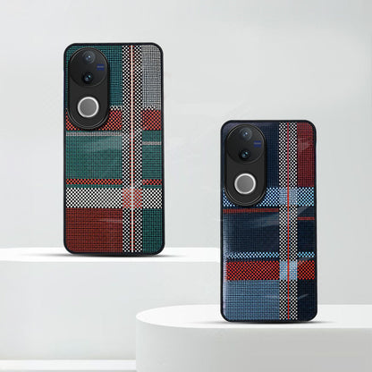 Vivo V50 Luxury Grid Pattern Glass Back Shockproof Case