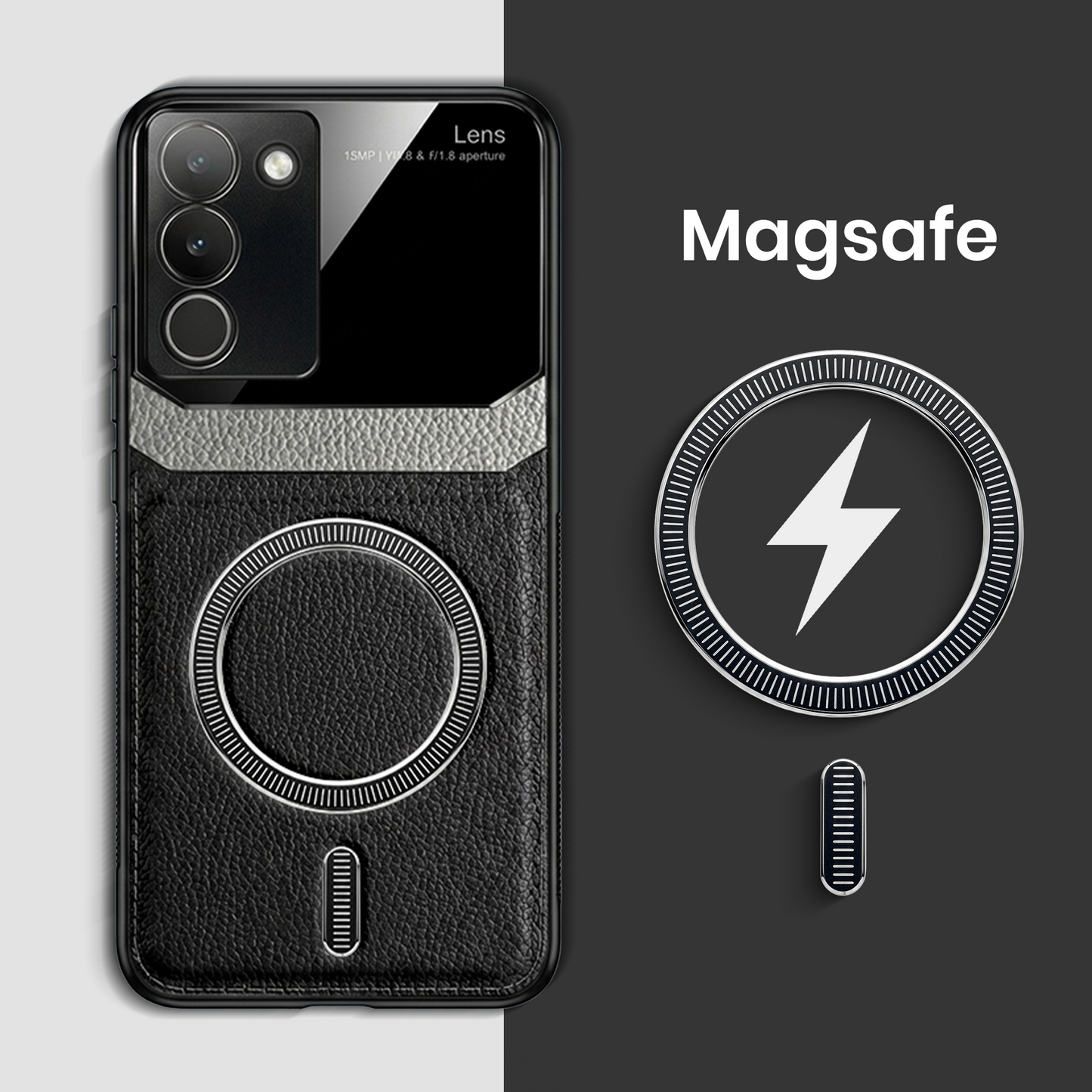 Vivo Y200 5G Premium Magsafe Magnetic Leather Lens Protective Case